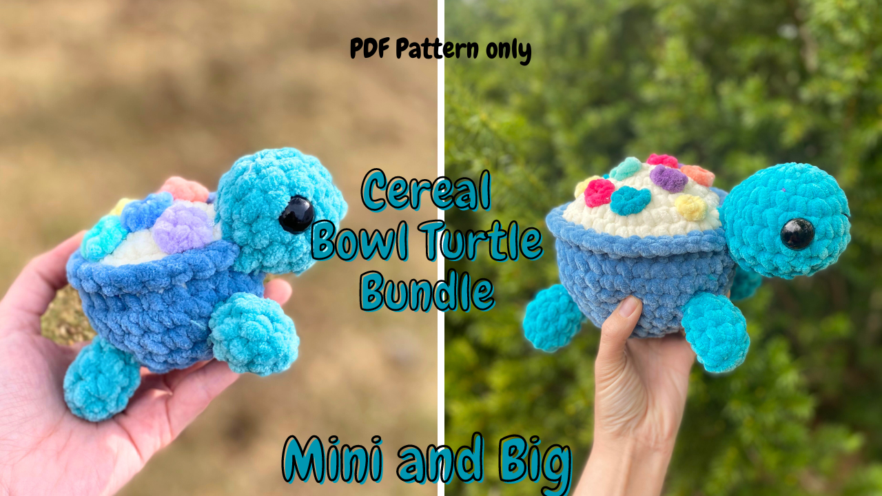 Mini and big Cereal Bowl Turtle (Pattern Only)